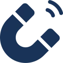 Blue magnet symbol on black background